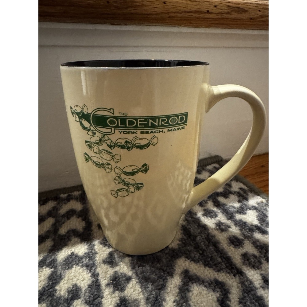 Vintage Goldenrod York Beach Maine Mug Candies Tall Doublesided Tan Green